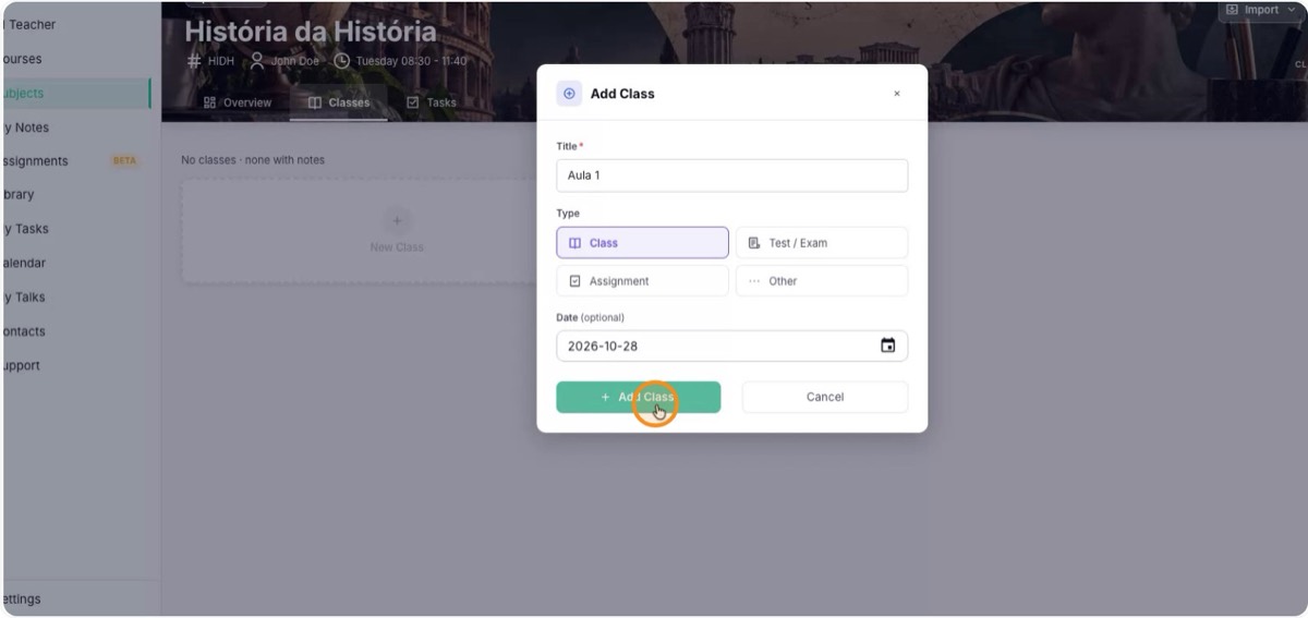 Set the title, type and date