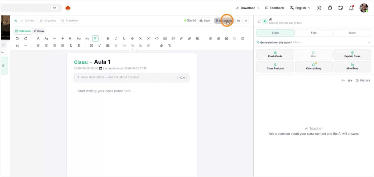Record and transcribe the class