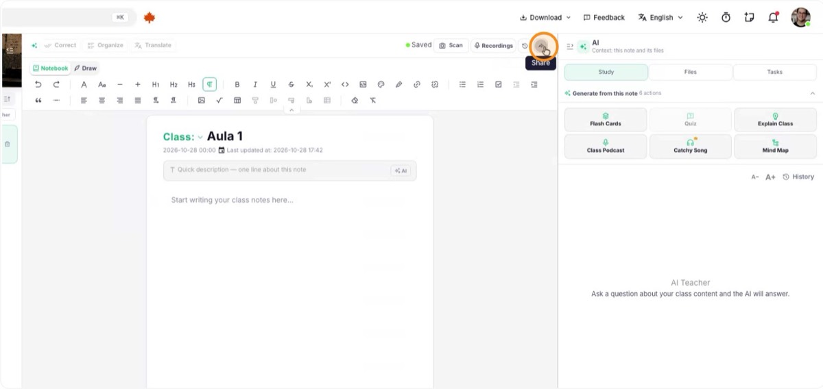 Share notes and summaries