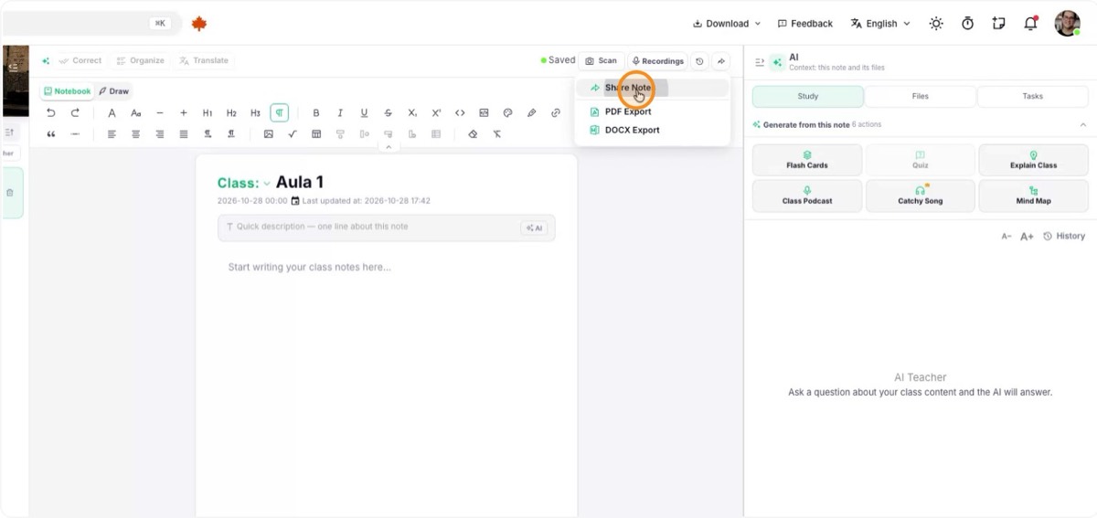 Share notes and summaries