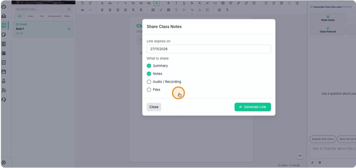 Share notes and summaries