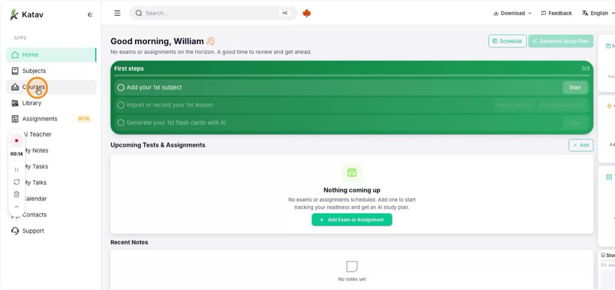 Acesse a área de cursos